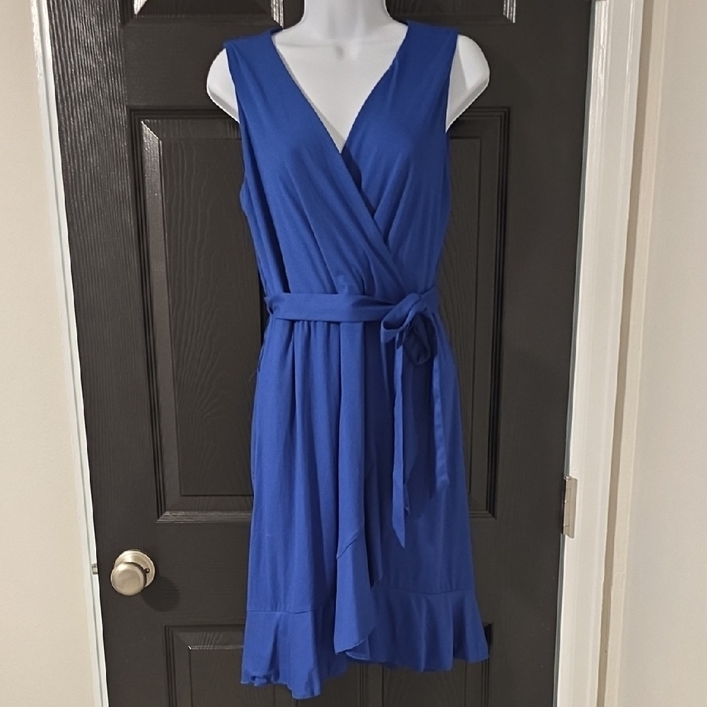 Soma Royal Blue Wrap Midi Dress with Waist Tie